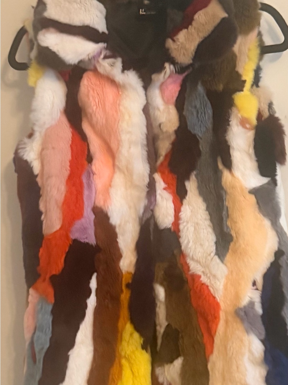 Love Token Multicolor Patchwork rabbit fur Hooded Vest - Picture 5 of 8